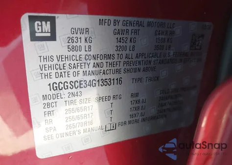 2016 Chevrolet Colorado Lt z USA, uszkodzony, nr VIN 1GCGSCE34G1353116